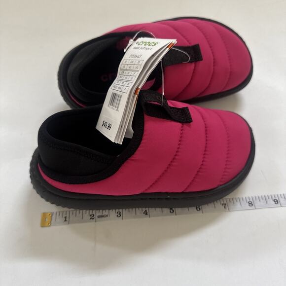 NEW Crocs Classic Puff Moc Slip Moccasin Dragon Fruit Kids Youth Girls 13 CHILD - Picture 7 of 9